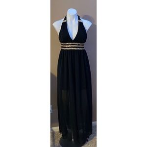 Long Black and Gold Evening Gown